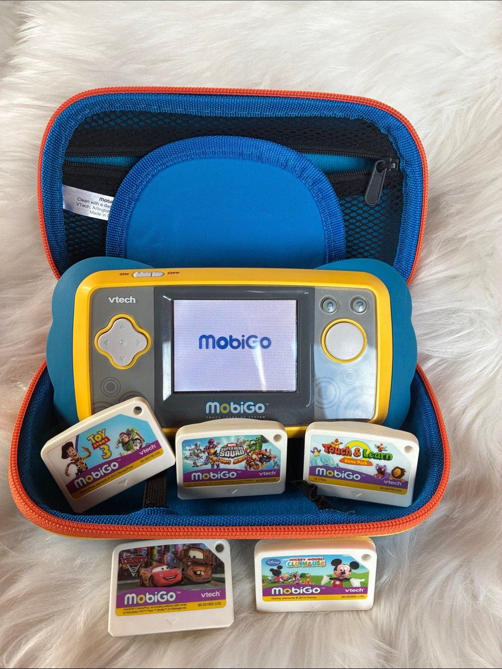 VTech MobiGo Handheld Learning Game Console in Blue & Yellow